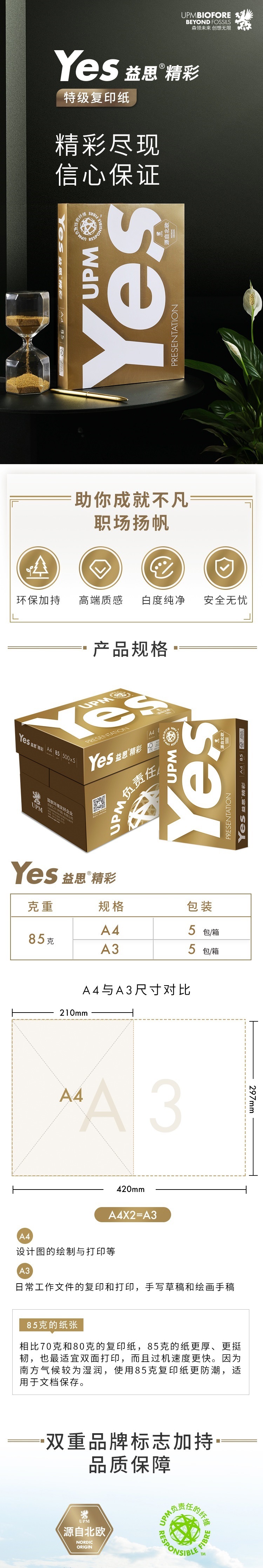 UPM/精彩益思 A3/85g